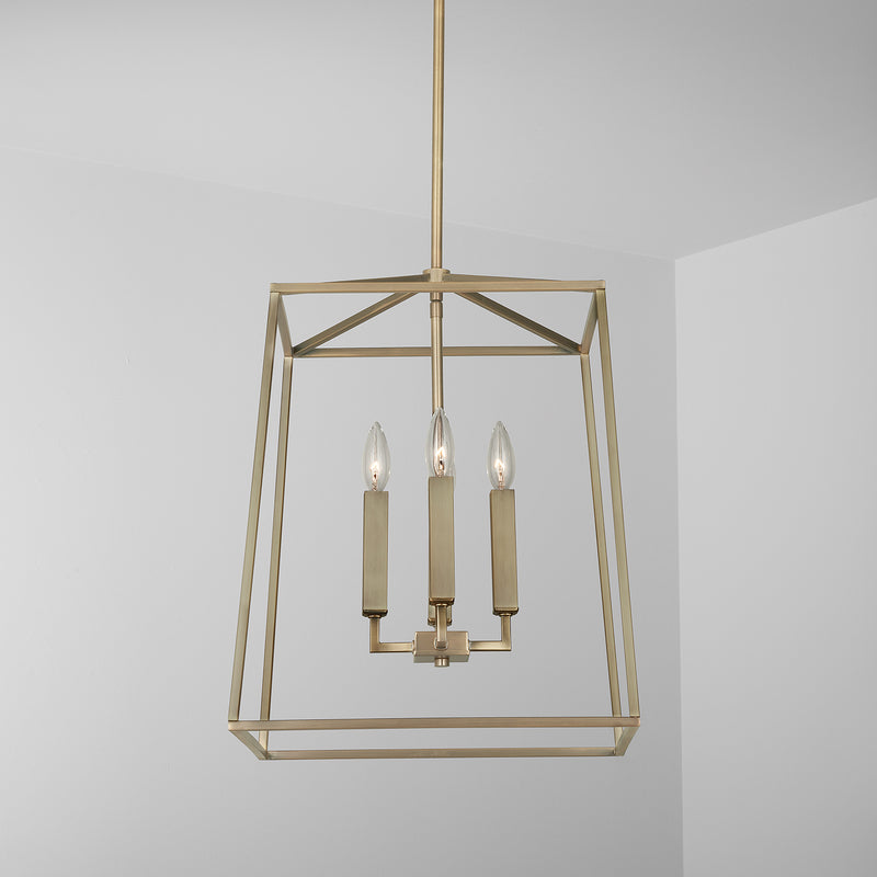 Capital Lighting 537642AD Four Light Foyer, Aged Brass