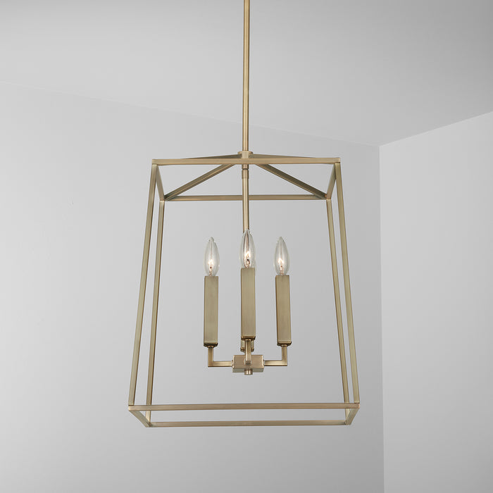 Capital Lighting 537642AD Four Light Foyer, Aged Brass