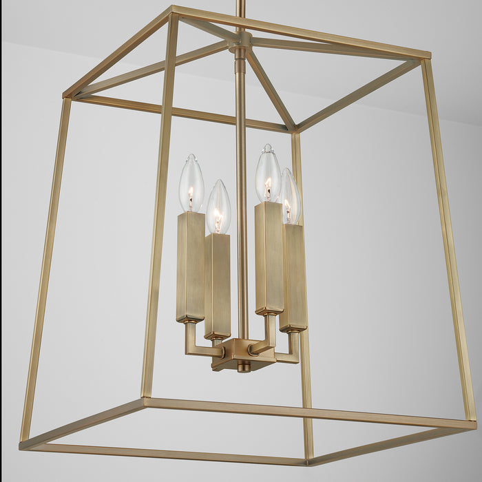Capital Lighting 537642AD Four Light Foyer, Aged Brass
