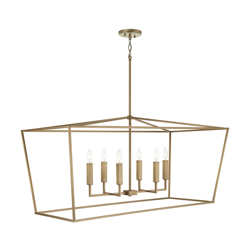 Capital Lighting 837661AD Six Light Island Pendant, Aged Brass