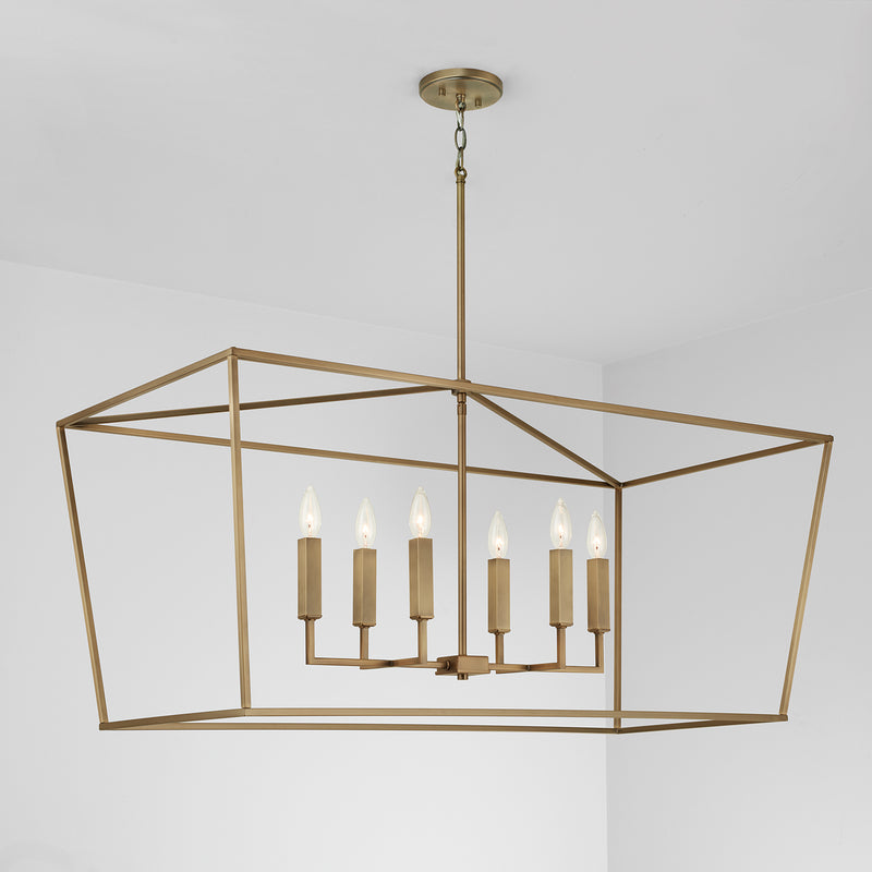 Capital Lighting 837661AD Six Light Island Pendant, Aged Brass