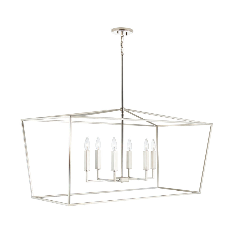 Capital Lighting 837661PN Six Light Island Pendant, Polished Nickel