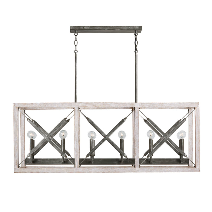 Capital Lighting 840401WN 12 Light Island Pendant, Brushed White Wash and Nordic Iron
