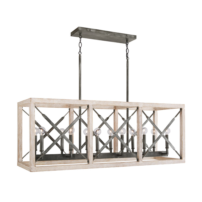 Capital Lighting 840401WN 12 Light Island Pendant, Brushed White Wash and Nordic Iron