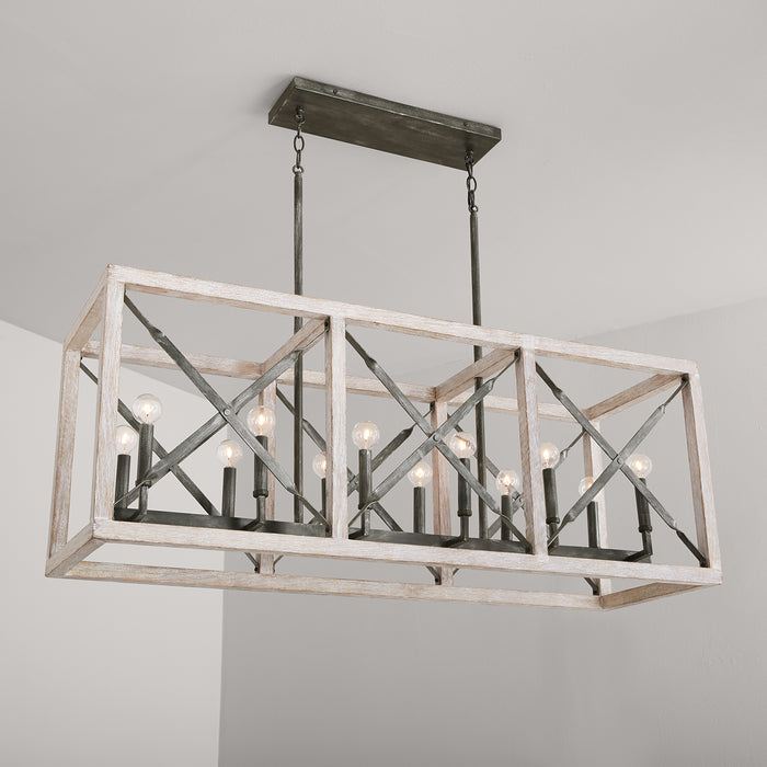 Capital Lighting 840401WN 12 Light Island Pendant, Brushed White Wash and Nordic Iron