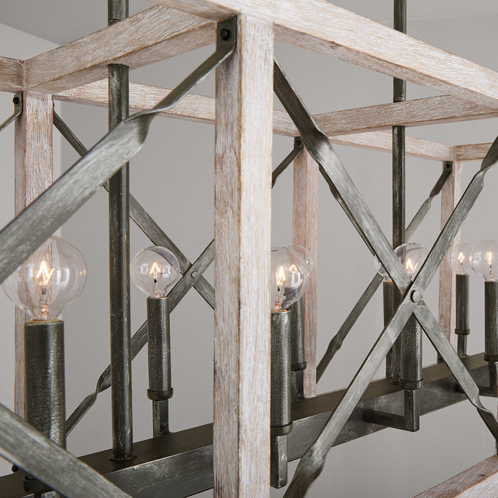 Capital Lighting 840401WN 12 Light Island Pendant, Brushed White Wash and Nordic Iron