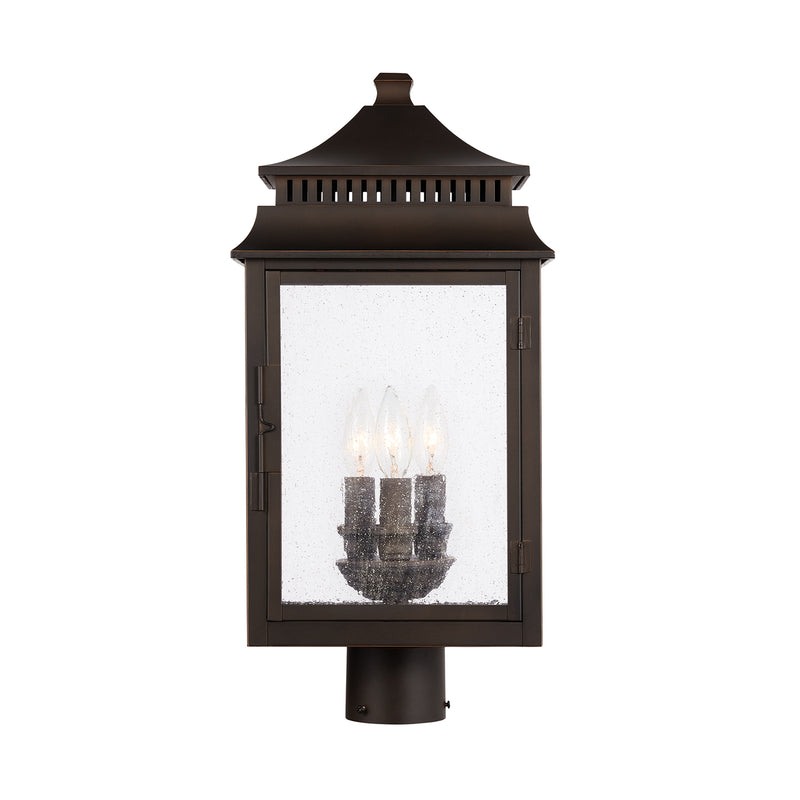 Capital Lighting 936932OZ Three Light Outdoor Post Lantern, Oiled Bronze
