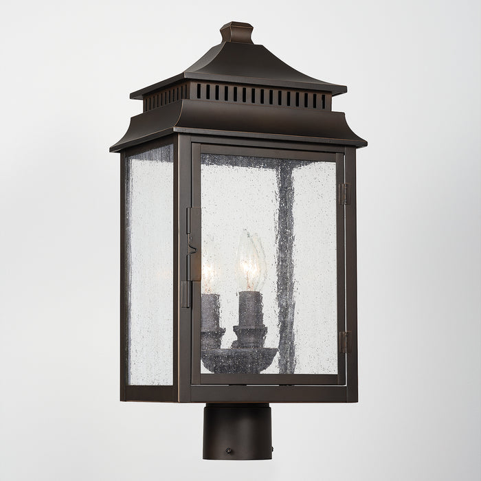 Capital Lighting 936932OZ Three Light Outdoor Post Lantern, Oiled Bronze