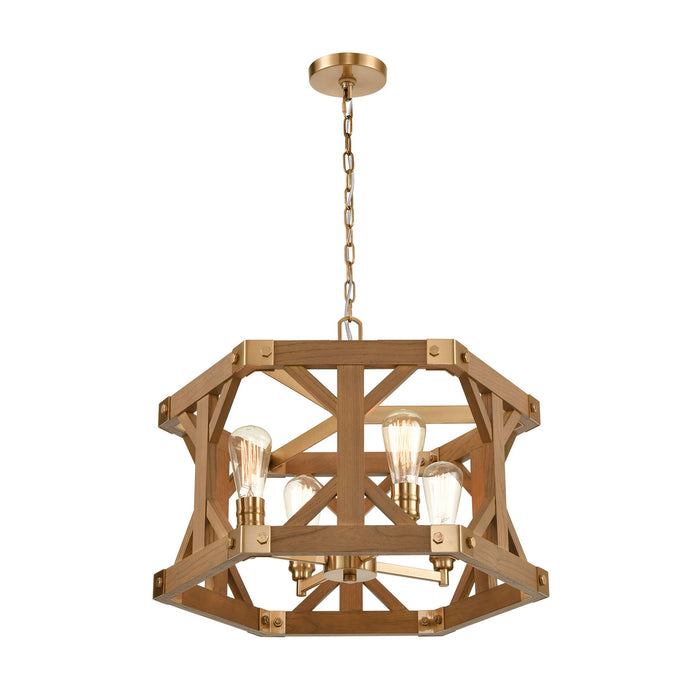 ELK Home 33323/4 Four Light Chandelier, Satin Brass