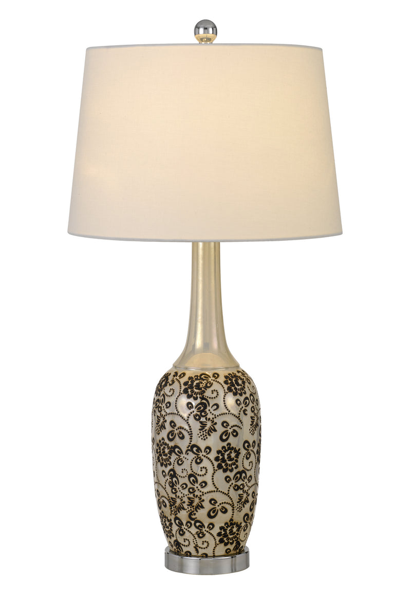 Cal Lighting BO-2914TB-2 Two Light Table Lamp, Pearl/Black