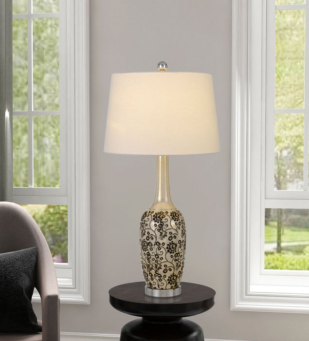 Cal Lighting BO-2914TB-2 Two Light Table Lamp, Pearl/Black