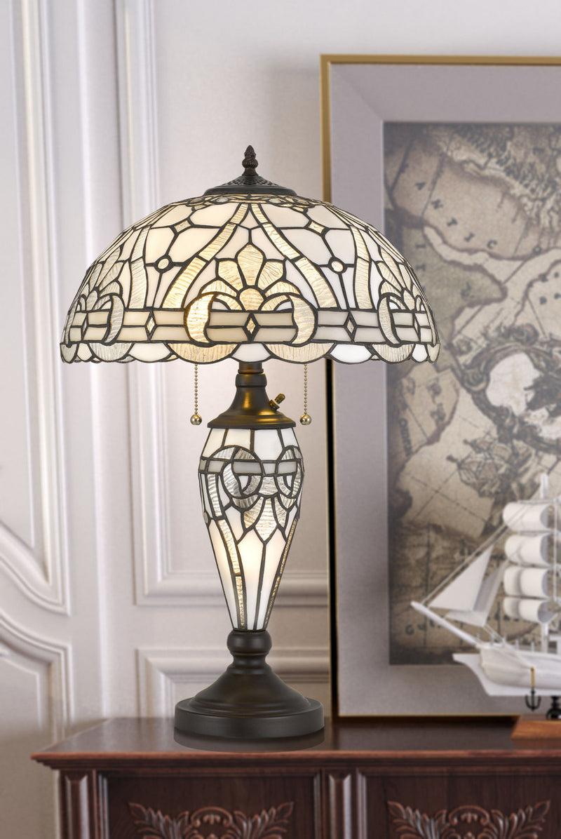 Cal Lighting BO-2943TB Two Light Table Lamp and Night Light, Black