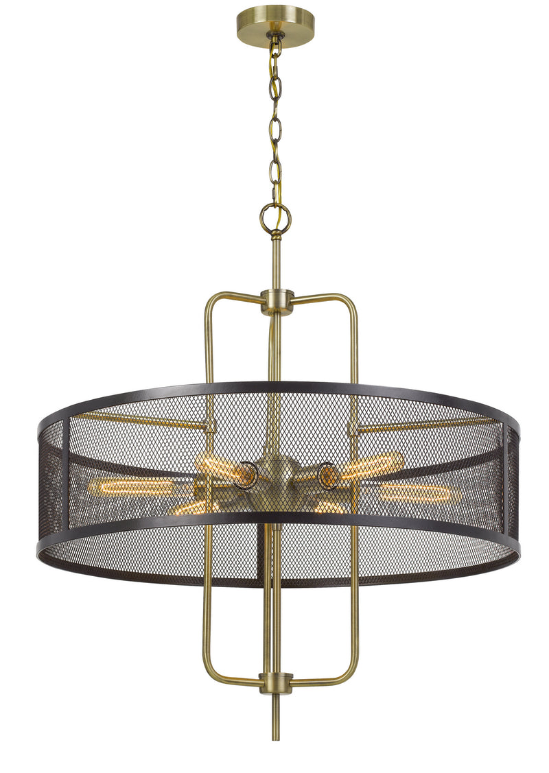 Cal Lighting FX-3727-6 Six Light Chandelier, Antique Brass/Black