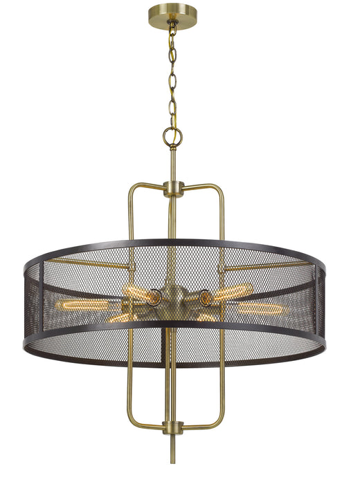 Cal Lighting FX-3727-6 Six Light Chandelier, Antique Brass/Black