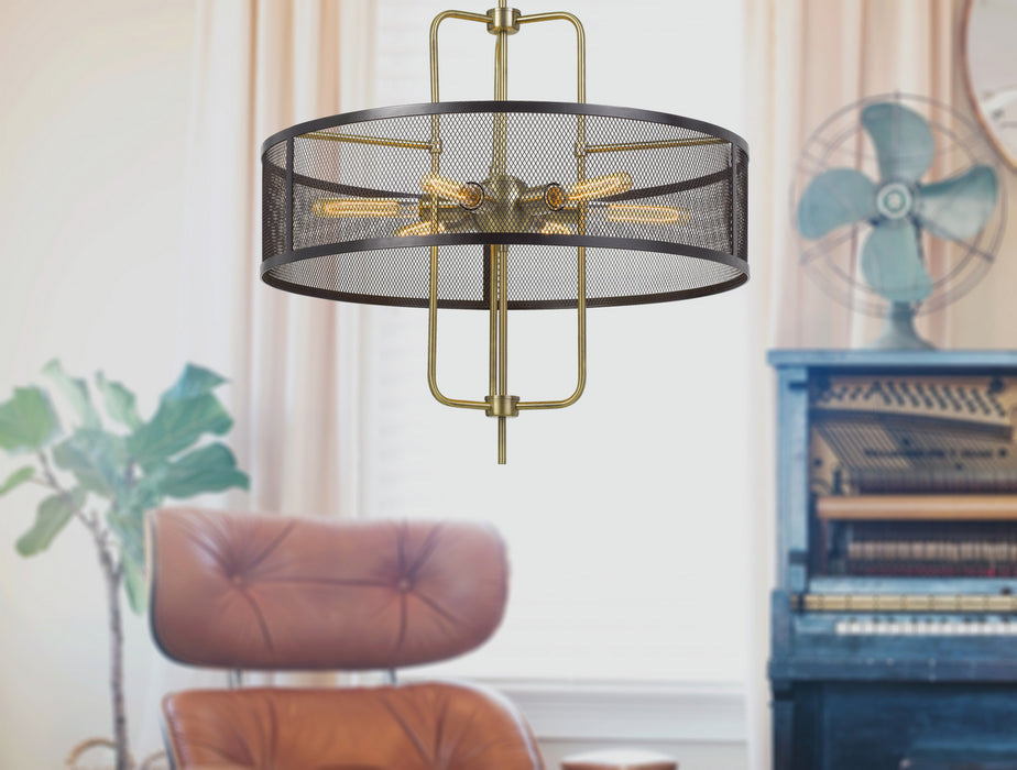 Cal Lighting FX-3727-6 Six Light Chandelier, Antique Brass/Black