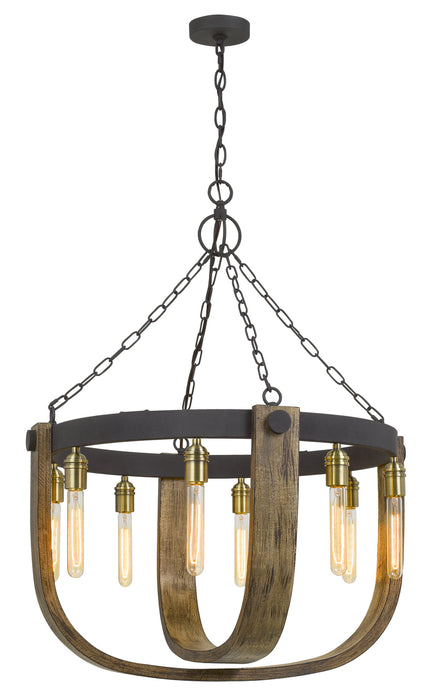Cal Lighting FX-3730-8 Eight Light Chandelier, Light Oak/Iron