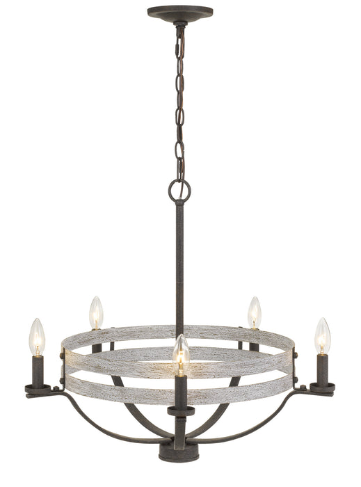 Cal Lighting FX-3733-5 Five Light Chandelier, Natural wood/Iron