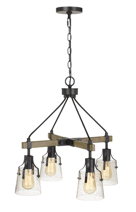 Cal Lighting FX-3735-4 Four Light Chandelier, Wood/Iron