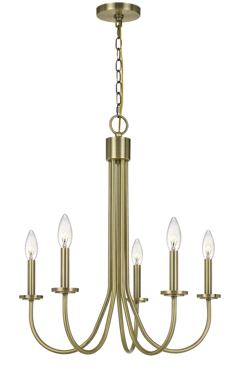 Cal Lighting FX-3736-5 Five Light Chandelier, Antique Brass