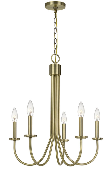 Cal Lighting FX-3736-5 Five Light Chandelier, Antique Brass