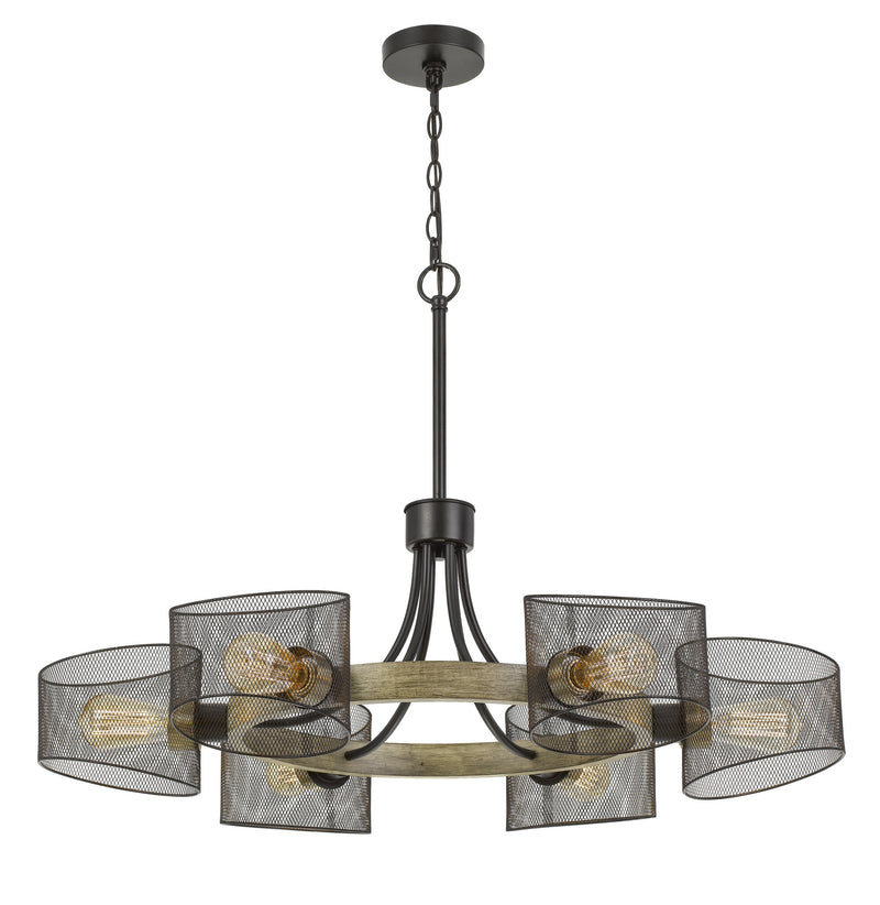 Cal Lighting FX-3742-6 Six Light Chandelier, Wood/Black