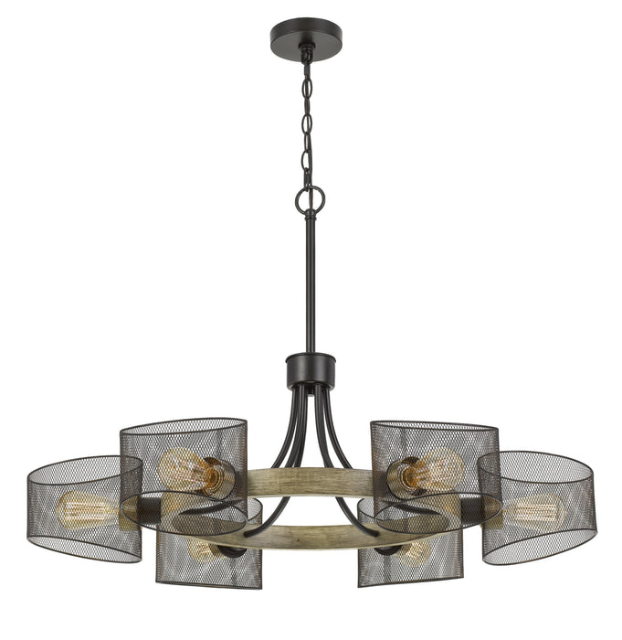 Cal Lighting FX-3742-6 Six Light Chandelier, Wood/Black