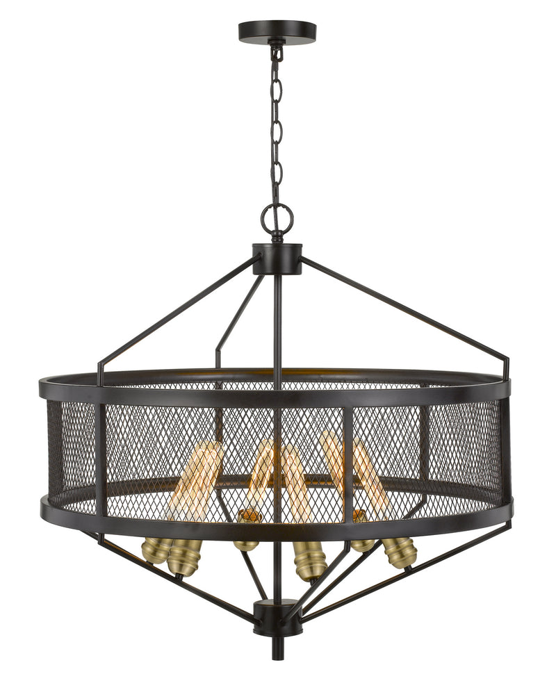 Cal Lighting FX-3743-6 Six Light Chandelier, Black/Antique Brass