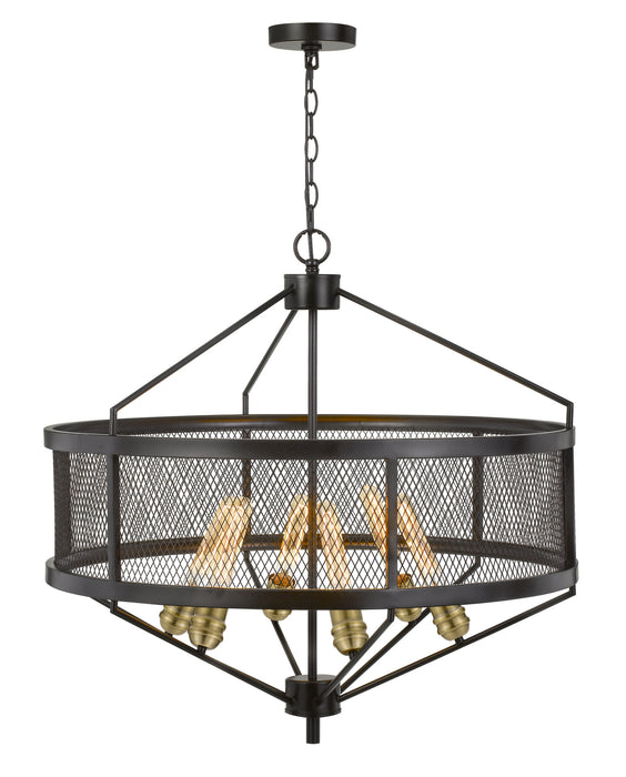 Cal Lighting FX-3743-6 Six Light Chandelier, Black/Antique Brass