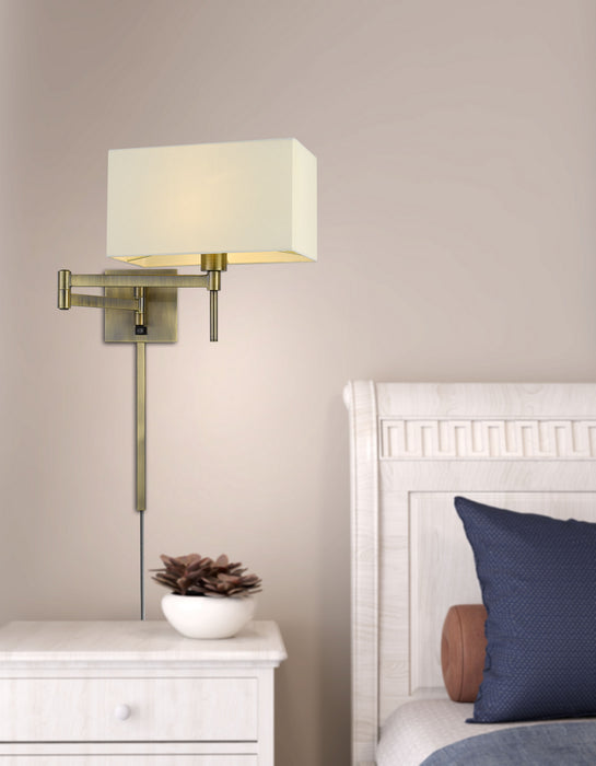 Cal Lighting WL-2930-AB One Light Swing Arm Wall Lamp, Antique Brass