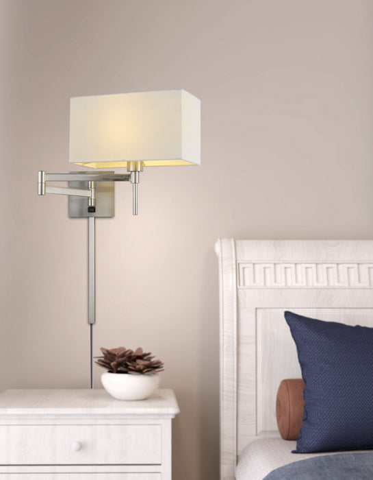 Cal Lighting WL-2930-BS One Light Swing Arm Wall Lamp, Brushed Steel