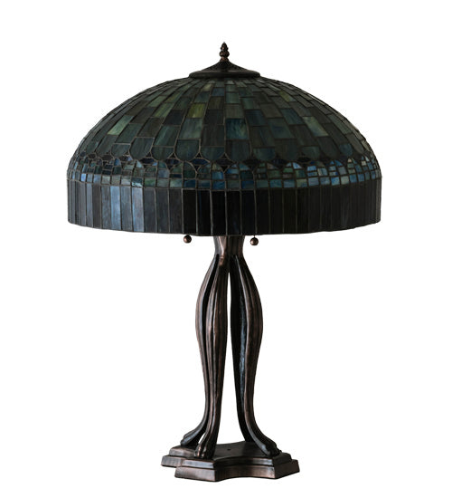 Meyda Tiffany 229128 Three Light Table Lamp, Mahogany Bronze