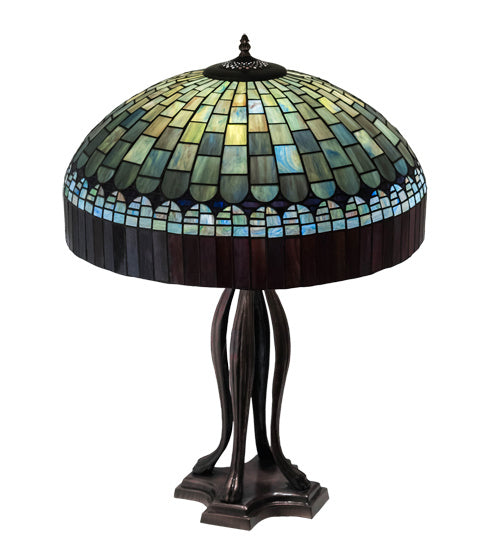 Meyda Tiffany 229128 Three Light Table Lamp, Mahogany Bronze