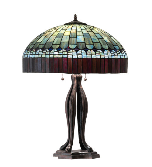 Meyda Tiffany 229128 Three Light Table Lamp, Mahogany Bronze