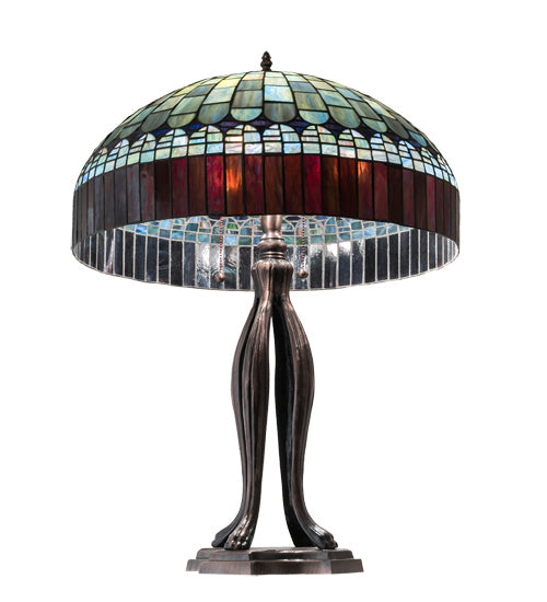 Meyda Tiffany 229128 Three Light Table Lamp, Mahogany Bronze