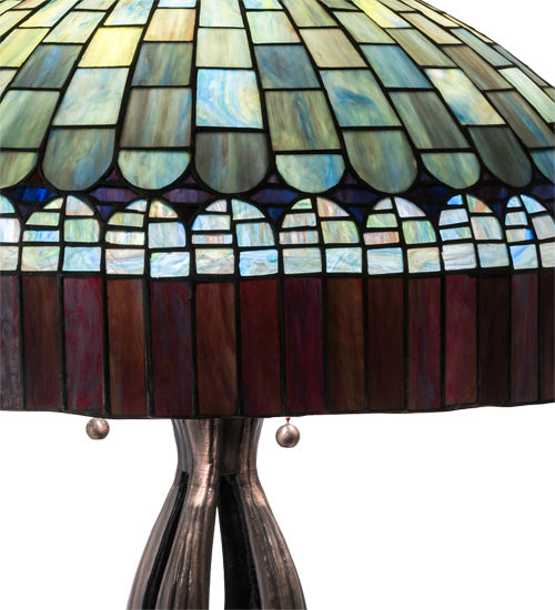 Meyda Tiffany 229128 Three Light Table Lamp, Mahogany Bronze