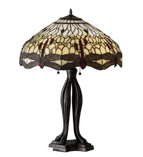 Meyda Tiffany 229133 Three Light Table Lamp, Mahogany Bronze