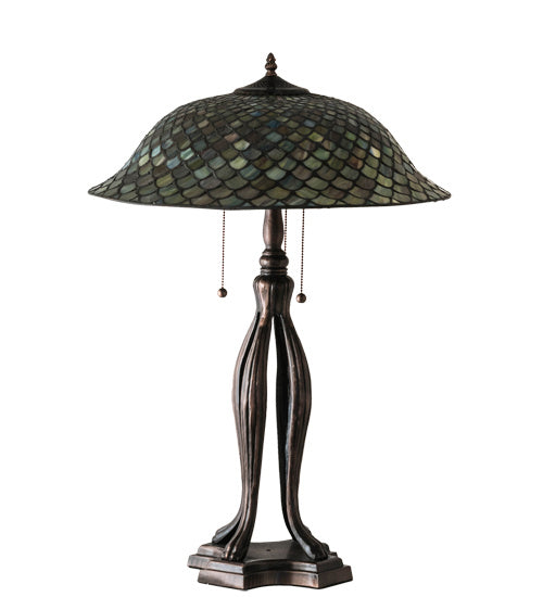 Meyda Tiffany 98134 Three Light Table Lamp, Mahogany Bronze