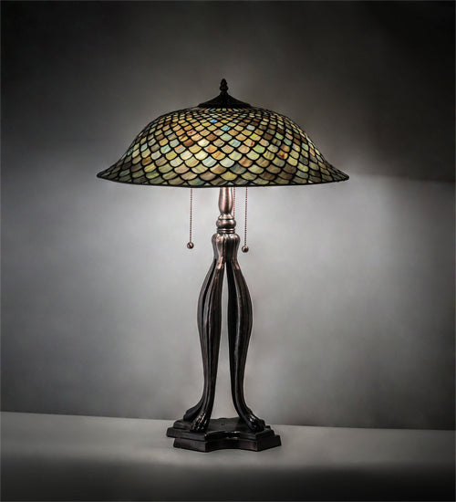 Meyda Tiffany 98134 Three Light Table Lamp, Mahogany Bronze