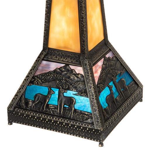 Meyda Tiffany 19496 Three Light Lighted Base, Craftsman Brown Hi-Lited