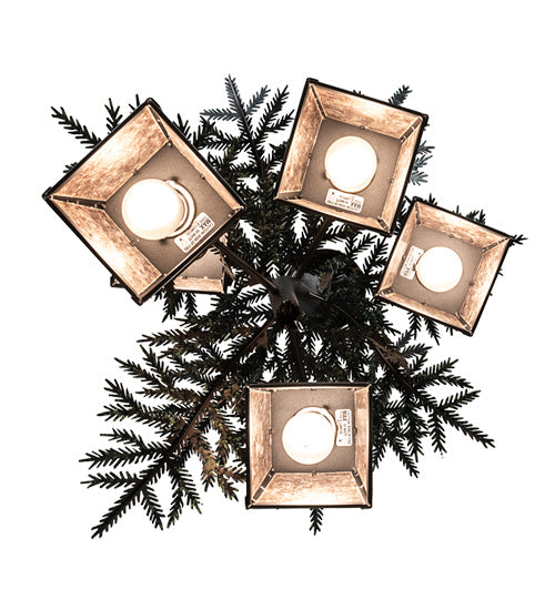 Meyda Tiffany 225365 Five Light Chandelier, Gun Metal W/Green Branches