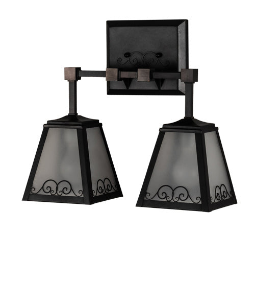 Meyda Tiffany 225698 Two Light Wall Sconce, Craftsman Brown