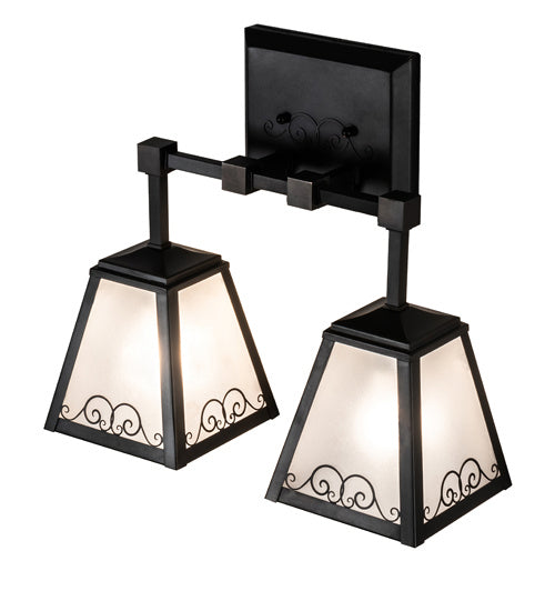 Meyda Tiffany 225698 Two Light Wall Sconce, Craftsman Brown