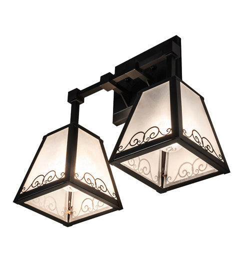 Meyda Tiffany 225698 Two Light Wall Sconce, Craftsman Brown