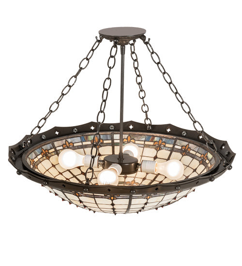 Meyda Tiffany 227120 Four Light Semi-Flushmount, Timeless Bronze And Antique Copper