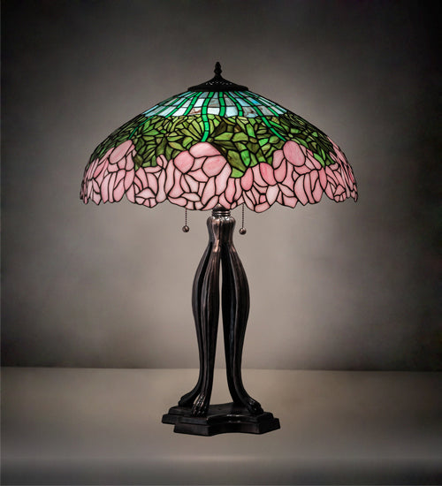 Meyda Tiffany 126904 Three Light Table Lamp, Mahogany Bronze