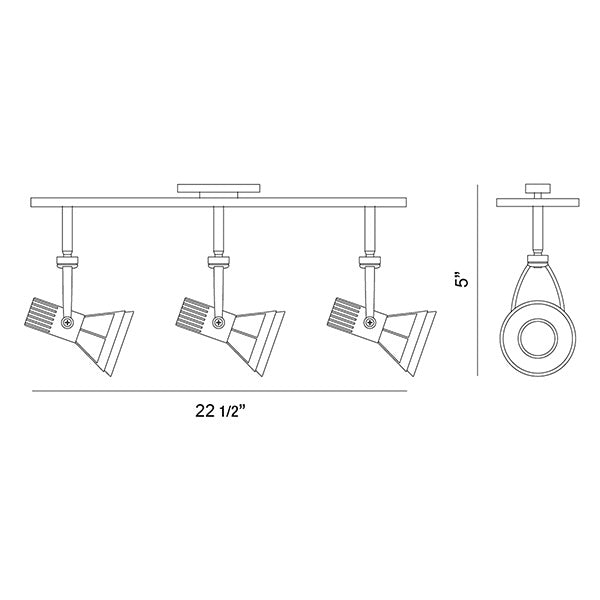 Eurofase TK-3VTX3-34 Three Light Track Fixture, Satin Nickel