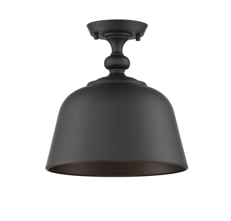 Savoy House 6-3750-1-89 One Light Semi-Flush Mount, Matte Black