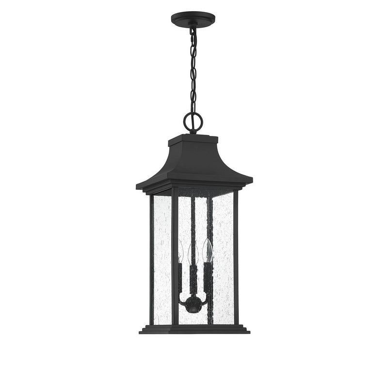 Savoy House 5-453-BK Three Light Outdoor Pendant, Matte Black