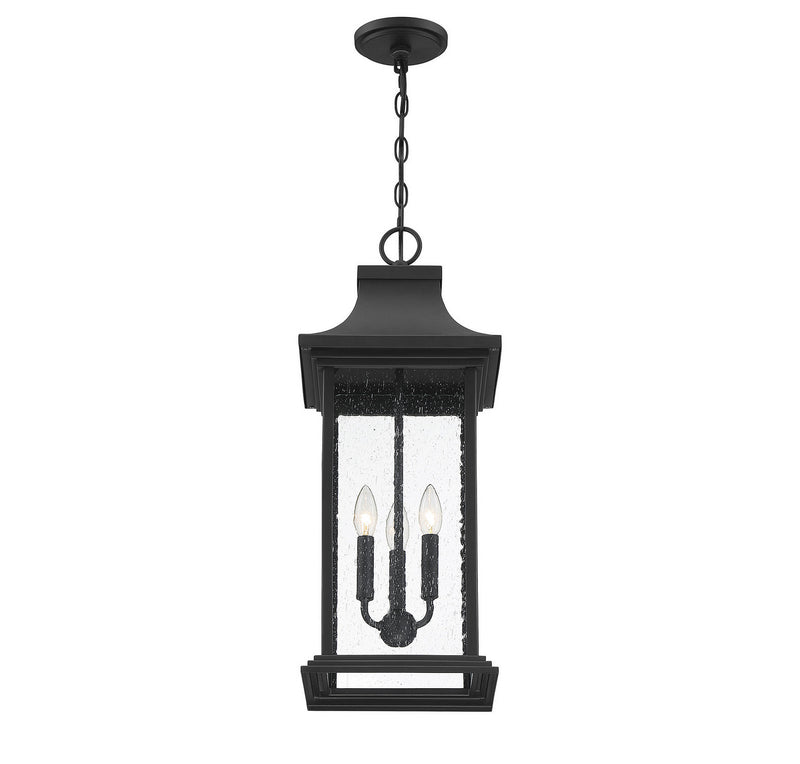 Savoy House 5-453-BK Three Light Outdoor Pendant, Matte Black