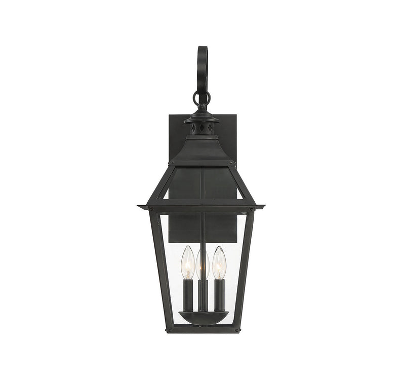 Savoy House 5-722-153 Three Light Outdoor Wall Sconce, Black with Gold Highlights